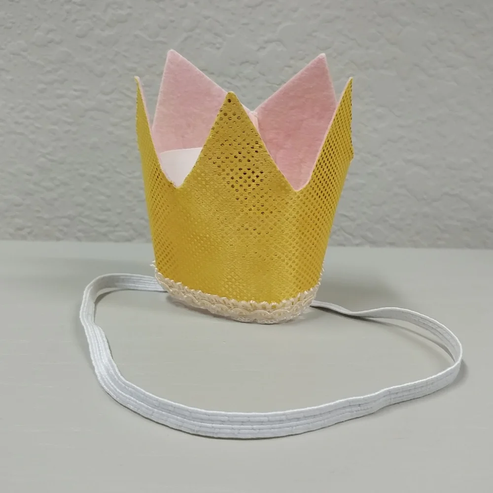 Gold Glitter Crown Headband Baby Toddler Princess Queen Birthday - Picture 1 of 8